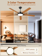 TALOYA Large Ceiling Fans with Lights and Remote, Reversible Quiet DC Motor, 6 Speeds, 3CCT, Dimmable, 62 inch Black Modern Ceiling Fan for Patios, Living room, Bedroom, Farmhouse, Indoor, Outdoor