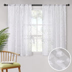 MYSKY HOME Pom Pom White Sheer Curtains for Bedroom Girls Room Curtains 63 inch Length for Nursery Kids Light Filtering Boho Window Drapes, Rod Pocket, 38" Wide, 2 Panels