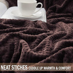 Exclusivo Mezcla Fleece Throw Blanket Extra Large, Super Soft and Warm Blankets for Couch, Sofa and Bed Waffle Textured, Cozy, Fuzzy and Lightweight (Coffee, 50x70 Inches)