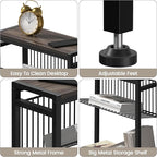 Small Side Table Set of 2 for Small Space, 3-Tier Narrow End Tablewith Magazine Holder,Small Nightstand, Skinny Snack Couch Table in Living Room, Bedroom Study and Balcony(Ash Brown)