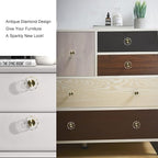 QOGRISUN 15-Pack Brass Crystal Cabinet Knobs, Glass Crystal Gold Drawer Knobs, 1-1/4-Inch Polygon, Decorative Dresser Pulls, Modern Cabinet Hardware