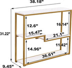 loglus Console Table for Entryway, Faux Marble MDF Sofa Table with Golden Frame (Multilayer, White Marble)