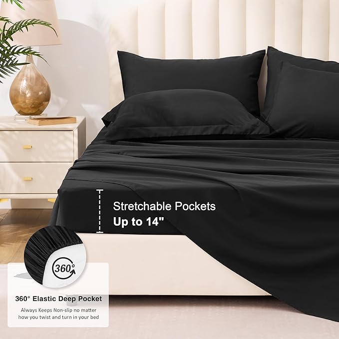 Love's cabin Full Comforter Set Ash Black, 7 Pieces Full Bed in a Bag, All Season Bedding Sets with 1 Comforter, 1 Flat Sheet, 1 Fitted Sheet, 2 Pillowcase and 2 Pillow Sham