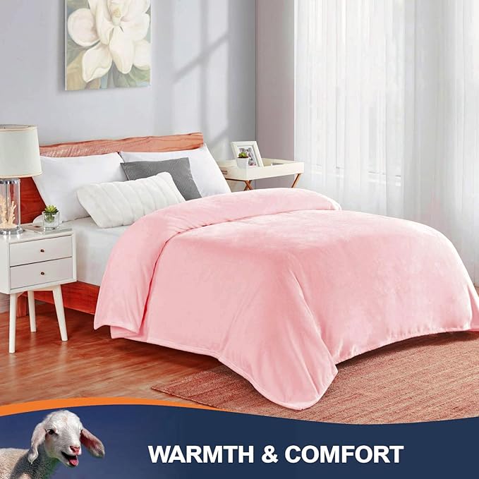 Walensee Fleece Blanket Plush Throw Fuzzy Lightweight (XL-Twin Size 66x90 Pink) Super Soft Microfiber Flannel Blankets for Couch, Bed, Sofa Ultra Luxurious Warm and Cozy for All Seasons