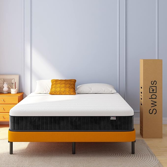 Swbvs Double Mattress,12 Inch Full Size Hybrid Mattresses, Full Bed Matress in a Box, Pressure Relief & Fiberglass Free, Firm Mattress Double Size
