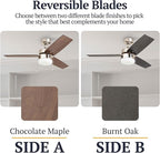 Prominence Home Reston, 42 Inch Modern Farmhouse LED Ceiling Fan with Light, Pull Chain, Dual Mounting Options, Dual Finish Blades, Reversible Motor - 51014-01 (Brushed Nickel)