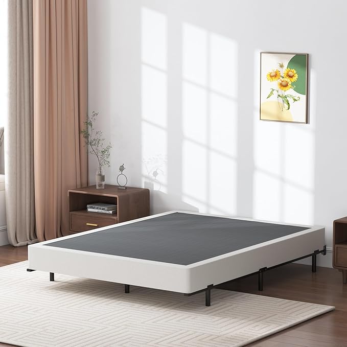 King Box Spring, 7 Inch King Size Box Spring and Cover Set, 3000lbs Heavy Duty Metal Mattress Foundation with Easy Clean Cover, No Noise, Easy Assembly