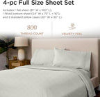 Threadmill Luxury Full Size Sheets for Full Size Mattress | 800 Thread Count Cotton Sheets | Jacquard Celine Light Grey | Better Than Egyptian Cotton| 4 Pc Bed Sheets | with Elasticized Deep Pocket