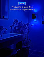 Blue Night Light, LOHAS Bluey Light Plug into Wall, Dusk to Dawn Sensor, 0-100LM, Adjustable Brightness, Calm Dimmable Lights for Bathroom, Hallway, Bedroom, 2 Pack