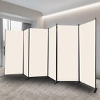 Room Divider, 6 Panel Folding Privacy Screens with Wider Support Feet, 6 Ft Portable Room Partition for Room Separator, 204" W X 71" H, Beige