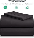 LuxClub Twin XL Sheets - Soft Twin Bed Sheets for-Boys-and-Girls-3 PC Deep Pockets Wrinkle Free-Kids-Fitted Sheets Machine Washable Hotel Bedding Silky Soft - Black Twin XL