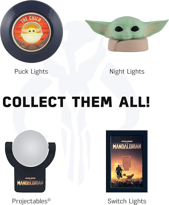 STAR WARS LED Night Light, Baby Yoda, Plug-in, Dusk to Dawn Sensor, The Mandalorian, Grogu, UL-Certified, Cute Nightlight for Kids, Bedroom, Bathroom, Hallway, Game Room, Gifts, 53364