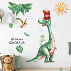 Summer Dinosaurs Wall Stickers Decals Kid Room Nursery Baby Bedroom Décor (Dinosaur with Hat)