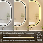 S'bagno 24x36 Oval Black LED Mirror for Bathroom with Frontlit & Backlit, LED Bathroom Mirror with Metal Frame, Anti-Fog, Stepless Dimmable, 3 Colors Temperature LED Vanity Mirror(Horizontal/Vertical)