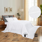 PHF Pre-Washed Cotton Waffle Weave Family Blanket,Oversized King Size 120"x 120"-Snag Proof Lightweight Breathable, 10'x 10' Huge Extra Large Big-Elegant Aesthetic Home Decoration Gift-White