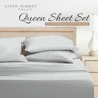 Linen Market Double-Brushed Microfiber Queen Sheet Set 4 Piece – Oeko-TEX Certified Ultra Soft & Wrinkle-Free - 16" Deep Pocket Sheets - Easy Care Queen Size - Light Gray
