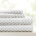 Linen Market Double-Brushed Patterned Microfiber Twin Sheet Set 3 Piece – Oeko-TEX Certified Ultra Soft & Wrinkle-Free - 16" Deep Pocket Sheets - Easy Care Twin Size - Puffed Chevron Light Gray