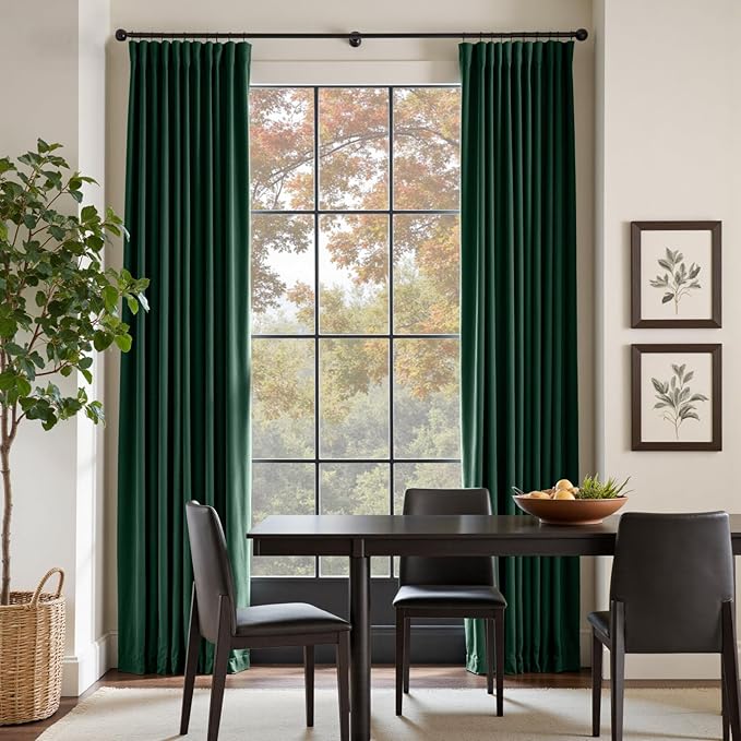 Lazzzy Velvet Blackout Curtains Thermal Insulated Room Window Drapes Super Soft Luxury Curtains for Living Room Bedroom Rod Pocket 2 Panels, Emerald Green, 52" W x 90" L