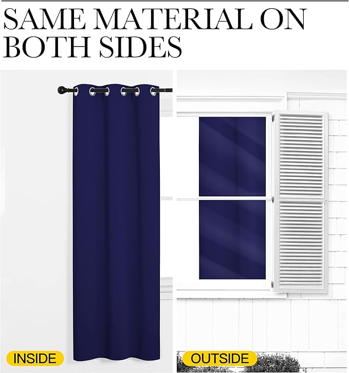 NICETOWN Navy Blue Blackout Curtains 102 inches Length for Living Room, 2 Panels, 55" Wide, Thermal Insulated Long Drapes for Large Window