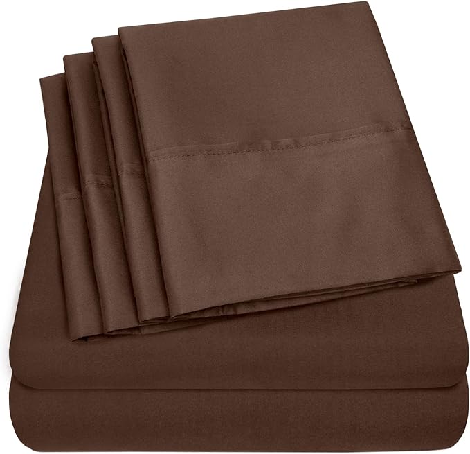 Twin XL Size Bed Sheets - 4 Piece 1500 Supreme Collection Fine Brushed Microfiber Deep Pocket Twin X-Large Sheet Set Bedding - 1 EXTRA PILLOW CASES, GREAT VALUE, Twin XL, Brown