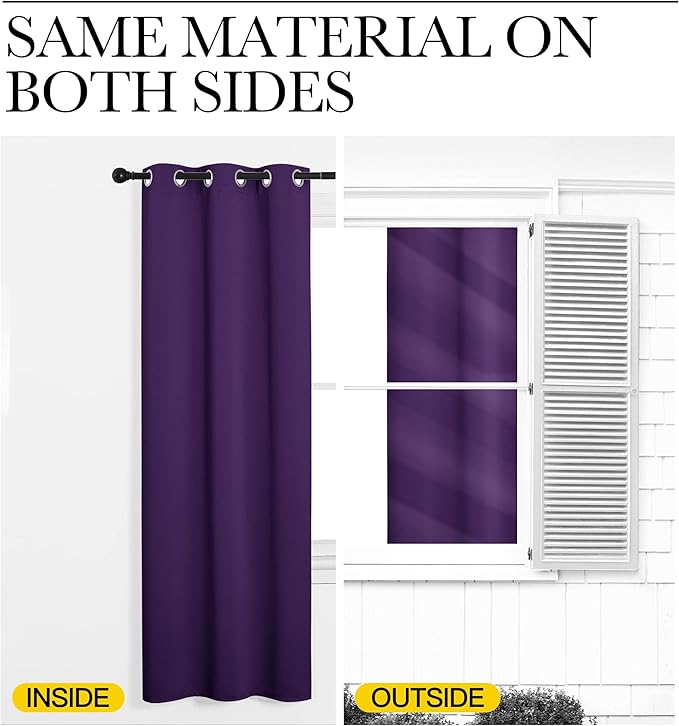 NICETOWN Purple Blackout Curtains 86 inches Long, Niose Reducing and Thermal Insulated Room Darkening Curtains for Girls Bedroom Living Room Window Decoration (55 inches Wide, 2 Panels)