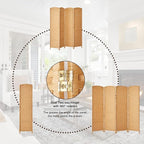 Rose Home Fashion 6 ft Tall Room Divider, Room Dividers and Folding Privacy Screens, 15.7in Privacy Screen 4 Panel Partition Temporary Wall Separation for Private, Light Beige