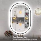 Niccy Oval LED Mirror for Bathroom, 36x24 Front Lit + Backlit Vanity Mirrors with Light Anti-Fog, Shatter-Proof, 3 Colors, Makeup Mirror with Black Frame (Horizontal/Vertical)