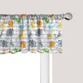 Ambesonne Savannah Window Valance, Friendly Zoo Animals with Happy Faces Cartoon Characters on Stripes Print, Curtain Valance for Kitchen Bedroom Decor with Rod Pocket, 54" X 18", Pale Azure Blue
