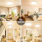 SunRider LED Flush Mount Ceiling Light Fixture, 3000K Warm White, 2400LM, 12 Inch 24W Round Flat Ceiling Lights, 240W Equiv. Panel Lamp, Non-Dimmable