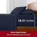 Mellanni Extra Deep King Sheets - 4 PC Iconic Collection Bedding - Hotel Luxury, Ultra Soft, Cooling Bed Sheets - Wrinkle, Fade, Stain Resistant (King, Navy Blue)