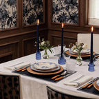 Vixdonos Glass Candlestick Holders Tealight Candle Holders for Table Centerpieces, Wedding Decor and Dinner Party (3 Pcs, Dark Blue)