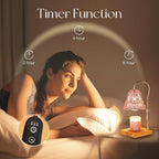 Candle Warmer Lamp with Timer: Pink Flower Candle Warming Lamp with 2 Bulbs Height Adjustable Wax Warmer Dimmable Bedroom Decor Birthday Gift for Women