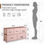 WLIVE Dresser for Bedroom with 5 Drawers, Wide Chest of Drawers, Fabric Dresser, Storage Organization Unit with Fabric Bins for Closet, Living Room, Hallway, Pink and Rose Gold