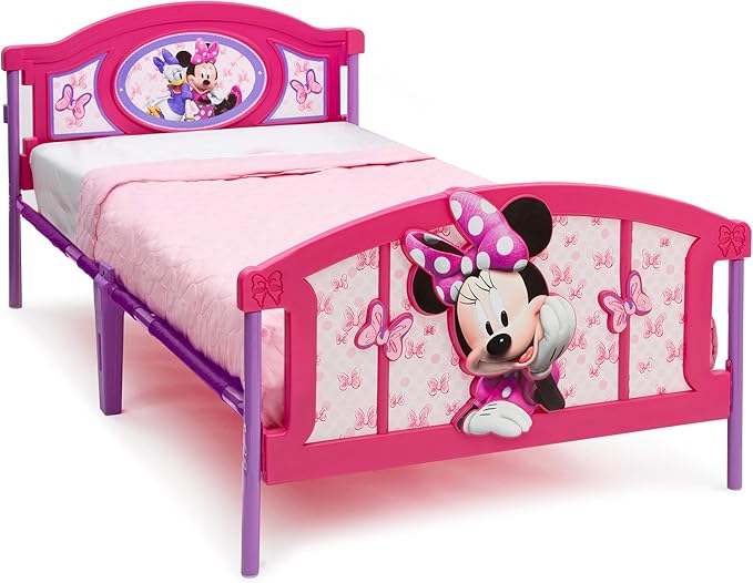 Delta Children Plastic 3D-Footboard Twin Bed, Disney Minnie Mouse