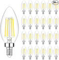 24-Pack Dimmable E12 LED Candelabra Bulbs 40Watt Equivalent, 5000K Daylight White, 450Lumens, 4W B11 Vintage Chandelier Light Bulbs, LED Filament Clear Glass Candle Lamp for Ceiling Fan Home Decor