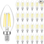 24-Pack Dimmable E12 LED Candelabra Bulbs 40Watt Equivalent, 5000K Daylight White, 450Lumens, 4W B11 Vintage Chandelier Light Bulbs, LED Filament Clear Glass Candle Lamp for Ceiling Fan Home Decor