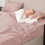 Mejoroom Twin Sheet Set - Hotel Collection Twin Sheets - Bedding Sheets & Pillowcases with Deep Pocket Fitted Sheet, Breathable, Wrinkle & Fade Resistant - 3 Piece(Dusty Pink)