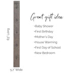 HEADWATERS STUDIO Wooden Growth Chart for Wall - Height Growth Chart for Kids, Kid Height Wall Chart, Height Measurement for Wall, Height Chart for Kids - Love Grows Here, Skinny Grey (63""x5.75"")