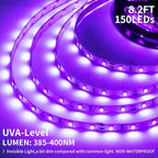 16.4FT Black Light Strip with USB Plug + Battery Box, Adhesive 300LEDs Blacklight Fixture, Battery & USB Operated for Glow Neon Party Birthday Glass Cabinet Fluorescent Poster Fishing Boat