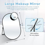 Desk Mirror, Tabletop Vanity Mirror, 360°Adjustable Rotation Vintage Metal Framed Table Mirror with Stand and 10X Magnifying Room for Living Room, Bedroom, Tabletop, Bathroom (Black Oval)