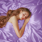 Love's cabin Twin XL Satin Sheet Sets - 3 Piece Lavender Silky Bed Sheets with Deep Pockets, Luxury Silk Feel Satin Sheet Set Twin XL (1 Flat Sheet,1 Fitted Sheet,1 Pillow case)