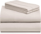 LuxClub 4 PC Sheet Set Bed Sheets Deep Pockets 16" Eco Friendly Wrinkle Free Cooling Machine Washable Hotel Bedding Silky Soft - Linen California King