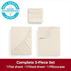 Mellanni Twin XL Sheets Set - 3 PC Iconic Collection Bedding - Hotel Luxury, Extra Soft, Cooling Bed Sheets - Wrinkle, Fade, Stain Resistant (Twin Extra Long, Golden Ivory)
