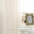 HUTO Beige Peach Ivory Cream Sheer Window Curtains 72 Inch Length Voile Curtains for Bedroom Living Room Nursery with Rod Pocket 2 Panels Each is 52 inches Wide