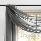 NICETOWN Bed Canopy Scarf Curtains Sheer Textured - Multifunctional Window Topper Scarf Home Decor Voile Valance for Party/Carnival (Sold Individually, W60 x L216, Dark Gray)