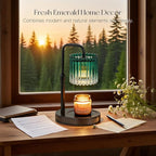 Candle Warmer Lamp with Timer: Emerald Green Candle Warming Lamp with 2 Bulbs Height Adjustable Wax Melt Dimmable Bedroom Decor Christmas Gift for Women