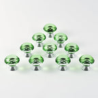 12pcs Diamond Shape Crystal Glass 30mm Drawer Knob Pull Handle Usd for Cabinet, Drawer (Green)