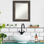 Amanti Art Brown Bathroom Mirror for Over Sink, 25x21 Bark Rustic Char Rectangle Vanity Mirror, Small Country Rustic Frame, Hangs Horizonally and Vertically, Bathroom Wall Decor, Beveled Edge