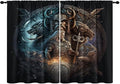 Cool Norse Viking Theme Curtains,Fantasy Ancient Symbols Wildlife Wolf Nordic Vikings Window Treatments Thermal Insulated Rod Pocket Blackout Drapes for Bedroom 2 Panels 63L x 42W