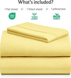 LuxClub 3 PC Sheet Set Bed Sheets Deep Pockets 16" Eco Friendly Wrinkle Free Cooling Machine Washable Hotel Bedding Silky Soft - Lemon Twin